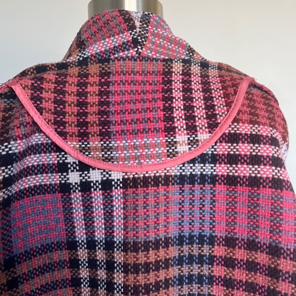 NEW Rachel Zoe Tweed Plaid Casual Pink‎ Career Wool Blend Collared Coat Jacket - Picture 8 of 9